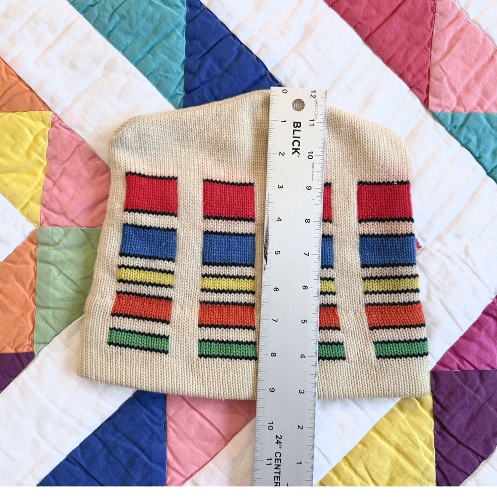 Vintage 70s Color block Beanie Hat - Picture 3 of 7